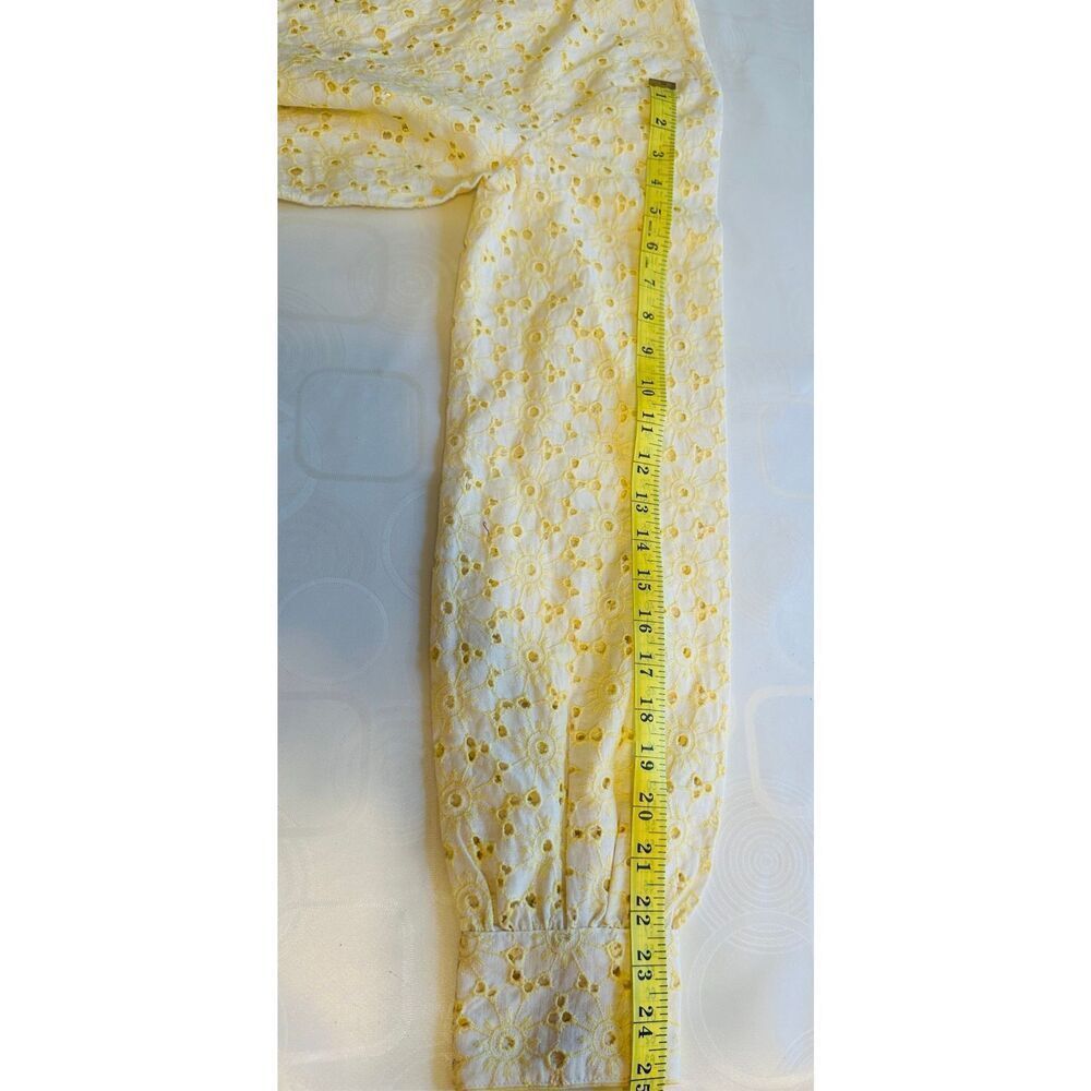 Free people Women’s long sleeved button up yellow cotton cropped tops Sz XS, NWT - Picture 9 of 14